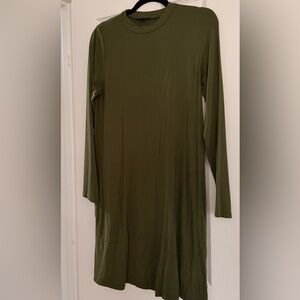 J. Crew Olive Green Crew Neck Long Sleeve Dress